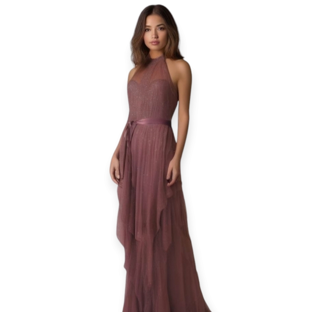 Candalite Layered Glitter Sparkle Prom Dress Bridesmaid